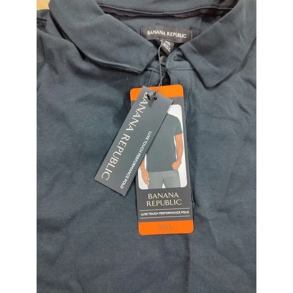 Banana Republic Men's Luxe Touch 100% Cotton Polo Shirt 2XL Black XXL new w tags - Picture 4 of 4